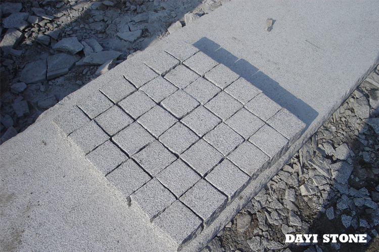 Natural Stone Cubes Light Grey Granite Top Bushhammered edges split bottom sawn 10x10x8cm